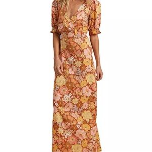 Billabong 🧡Floral Maxi Dress in Brown, Pink, Yellow
